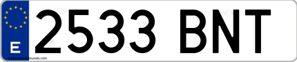 Ejemplo de matrícula de coche ordinaria 2533 BNT