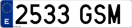 Ejemplo de matrícula de coche ordinaria 2533 GSM