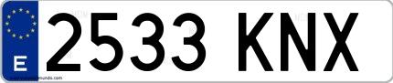 Ejemplo de matrícula española 2533 KNX