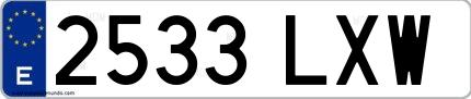 Ejemplo de matrícula española 2533 LXW