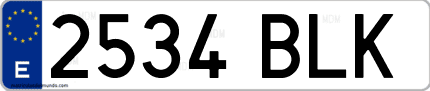 Ejemplo de matrícula de coche ordinaria 2534 BLK