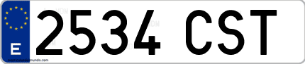 Ejemplo de matrícula de coche ordinaria 2534 CST