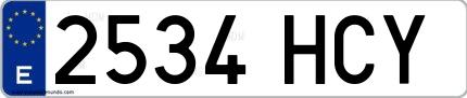 Ejemplo de matrícula española 2534 HCY