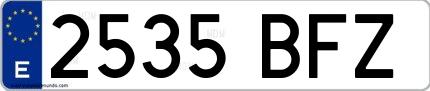 Ejemplo de matrícula española 2535 BFZ