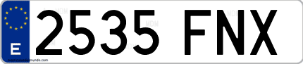 Ejemplo de matrícula de coche ordinaria 2535 FNX