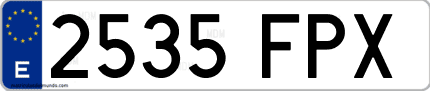 Ejemplo de matrícula de coche ordinaria 2535 FPX