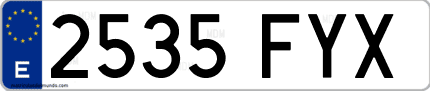 Ejemplo de matrícula de coche ordinaria 2535 FYX