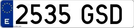 Ejemplo de matrícula española 2535 GSD