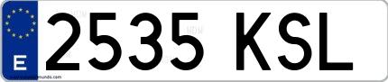 Ejemplo de matrícula española 2535 KSL