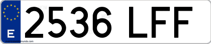Ejemplo de matrícula de coche ordinaria 2536 LFF