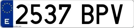 Ejemplo de matrícula española 2537 BPV