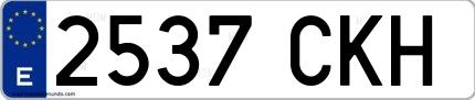 Ejemplo de matrícula española 2537 CKH