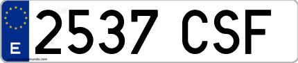 Ejemplo de matrícula de coche ordinaria 2537 CSF