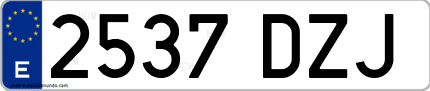 Ejemplo de matrícula de coche ordinaria 2537 DZJ