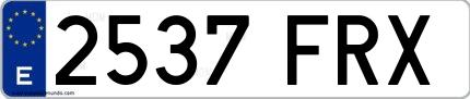 Ejemplo de matrícula española 2537 FRX