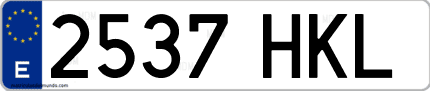 Ejemplo de matrícula de coche ordinaria 2537 HKL