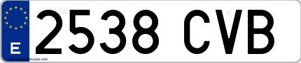Ejemplo de matrícula española 2538 CVB