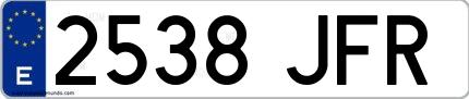 Ejemplo de matrícula española 2538 JFR
