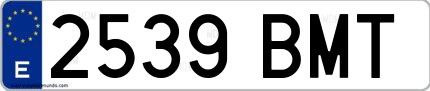 Ejemplo de matrícula española 2539 BMT