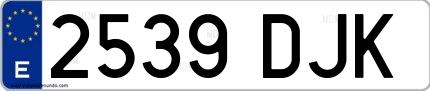 Ejemplo de matrícula española 2539 DJK