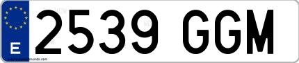 Ejemplo de matrícula española 2539 GGM
