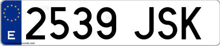 Ejemplo de matrícula española 2539 JSK