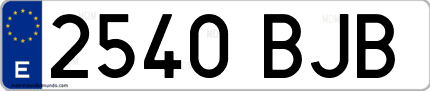 Ejemplo de matrícula de coche ordinaria 2540 BJB