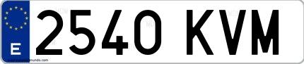 Ejemplo de matrícula española 2540 KVM
