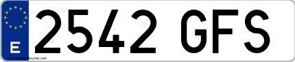 Ejemplo de matrícula española 2542 GFS