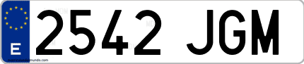 Ejemplo de matrícula de coche ordinaria 2542 JGM