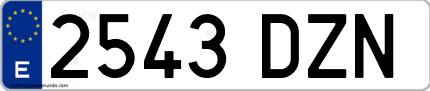 Ejemplo de matrícula de coche ordinaria 2543 DZN