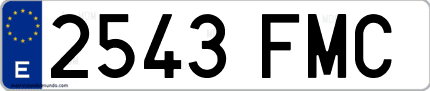 Ejemplo de matrícula de coche ordinaria 2543 FMC
