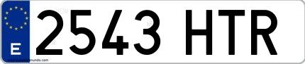 Ejemplo de matrícula española 2543 HTR