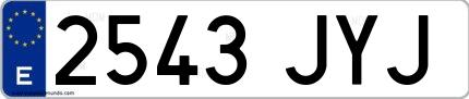 Ejemplo de matrícula española 2543 JYJ