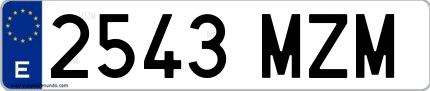Ejemplo de matrícula de coche ordinaria 2543 MZM