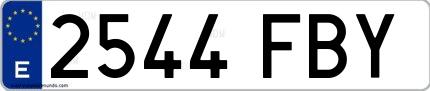 Ejemplo de matrícula de coche ordinaria 2544 FBY