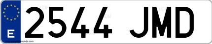 Ejemplo de matrícula española 2544 JMD