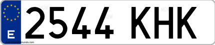 Ejemplo de matrícula de coche ordinaria 2544 KHK