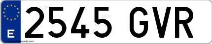 Ejemplo de matrícula española 2545 GVR