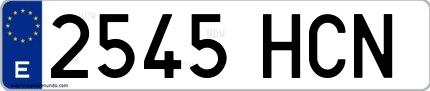 Ejemplo de matrícula española 2545 HCN