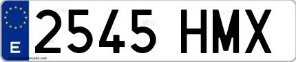 Ejemplo de matrícula española 2545 HMX