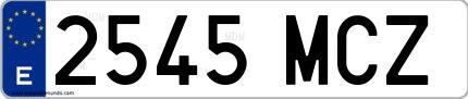 Ejemplo de matrícula española 2545 MCZ