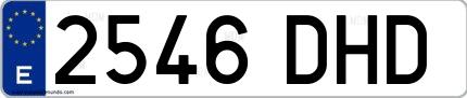 Ejemplo de matrícula española 2546 DHD