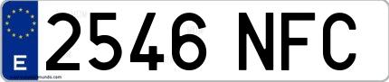 Ejemplo de matrícula española 2546 NFC