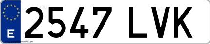 Ejemplo de matrícula española 2547 LVK