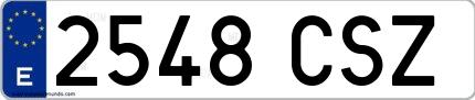Ejemplo de matrícula española 2548 CSZ