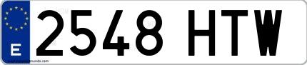 Ejemplo de matrícula española 2548 HTW