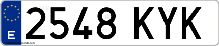 Ejemplo de matrícula de coche ordinaria 2548 KYK