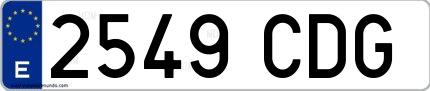 Ejemplo de matrícula española 2549 CDG