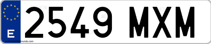 Ejemplo de matrícula de coche ordinaria 2549 MXM